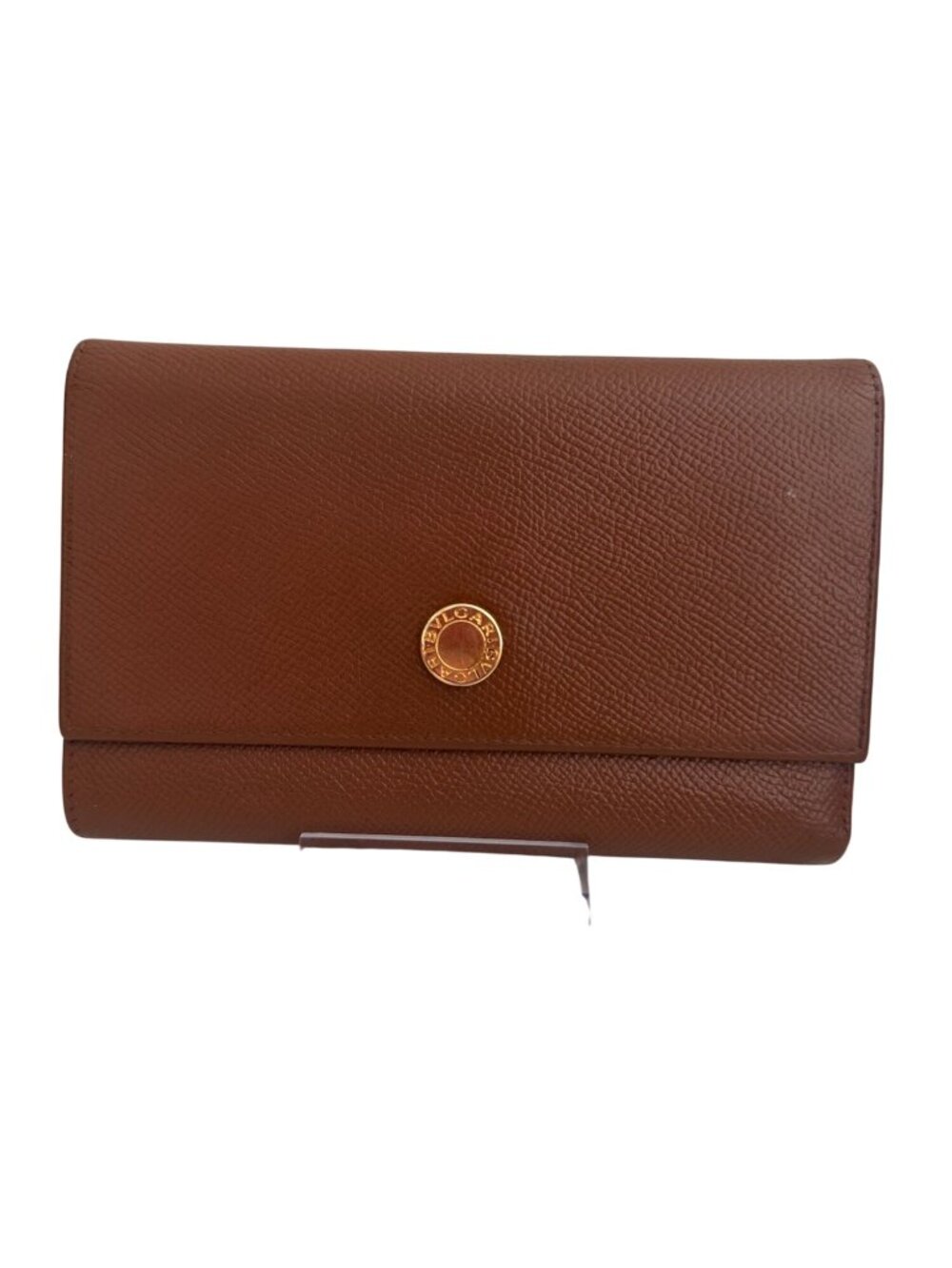 BULGARI Tan Camel Leather Snap Closure Wallet